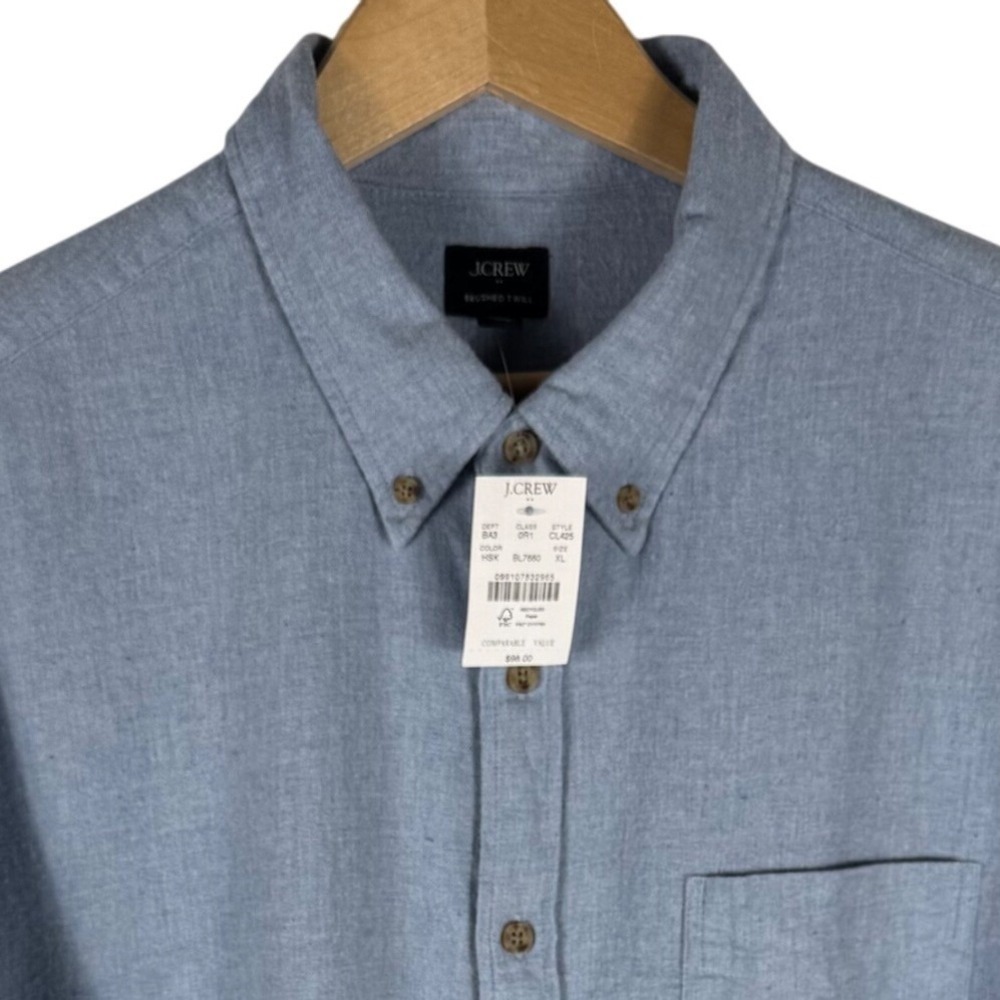 J.Crew Brushed Twill Long Sleeve Button Down Shirt Mens XL Blue CL425 NEW